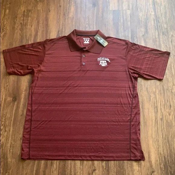 Texas A&M Aggies Golf Polo Shirt Champion Textured Stripe 2XL - Picture 1 of 9
